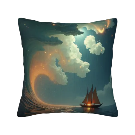 Housse de coussin en peluche paysage marin - Okomall