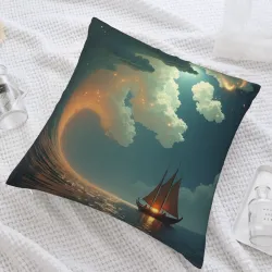 Funda de cojín de felpa de paisaje marino - Okomall