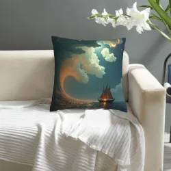 Housse de coussin en peluche paysage marin - Okomall