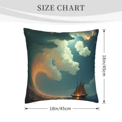 Housse de coussin en peluche paysage marin - Okomall