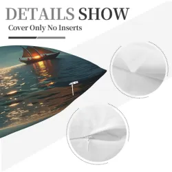 Housse de coussin en peluche paysage marin - Okomall