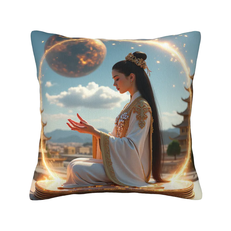 禪意水墨抱枕套 - 靜謐蓮花 | OKOMALL