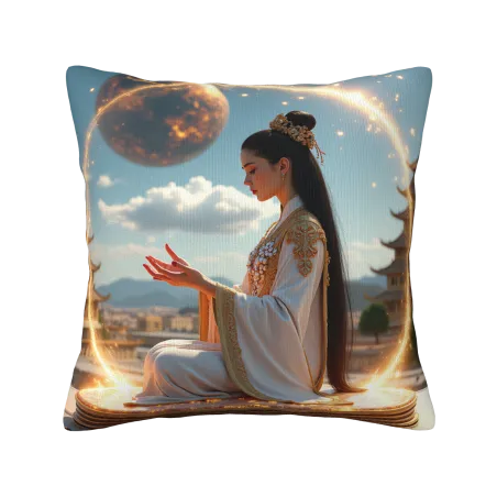 Zen Ink Landscape Pillow Cover - Serene Lotus | OKOMALL