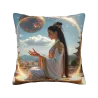 Meditatives Zen-Tusche-Kissenbezug - Friedlicher Lotus | OKOMALL