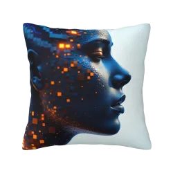 Housse de Coussin en Peluche à Double Face avec Portrait de Beauté - Okomall