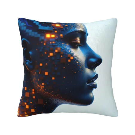 Housse de Coussin en Peluche à Double Face avec Portrait de Beauté - Okomall