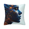 Housse de Coussin en Peluche à Double Face avec Portrait de Beauté - Okomall