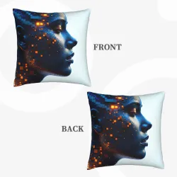 Housse de Coussin en Peluche à Double Face avec Portrait de Beauté - Okomall