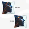 Housse de Coussin en Peluche à Double Face avec Portrait de Beauté - Okomall