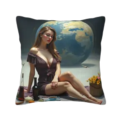 La Mujer Reflexiva - Funda de Almohada de Peluche Artística | OKOMALL