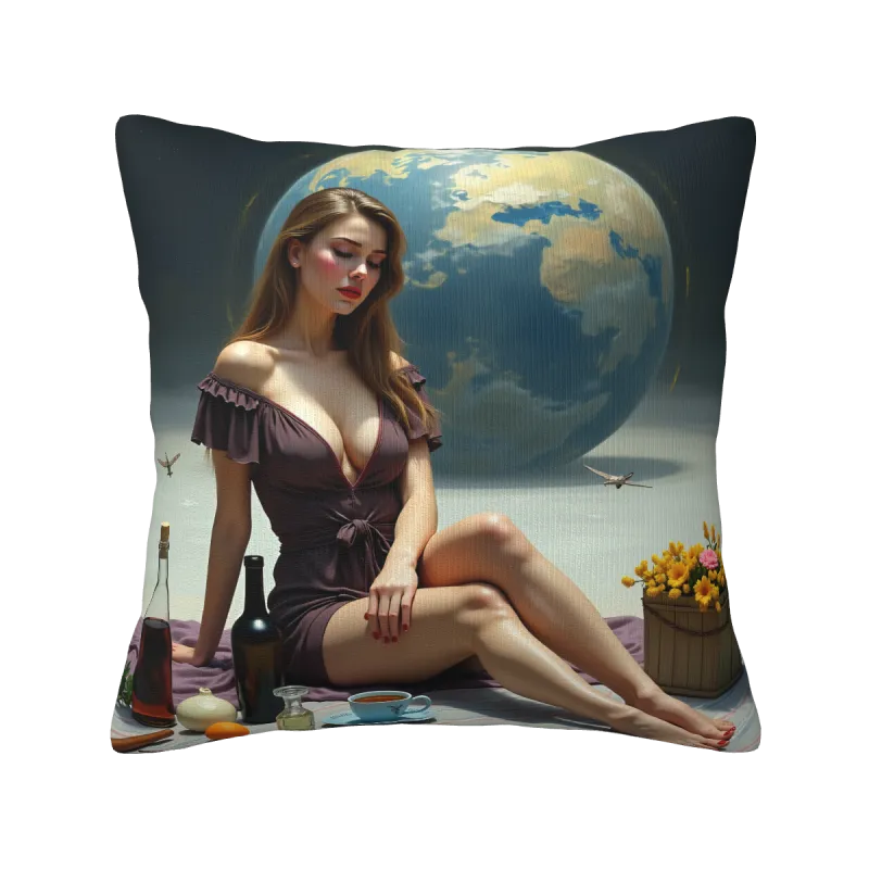 La Mujer Reflexiva - Funda de Almohada de Peluche Artística | OKOMALL