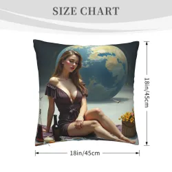 La Mujer Reflexiva - Funda de Almohada de Peluche Artística | OKOMALL