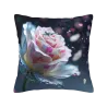 Funda de cojín de felpa con estampado floral y de plumas - Okomall