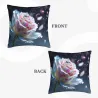 Funda de cojín de felpa con estampado floral y de plumas - Okomall