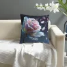 Funda de cojín de felpa con estampado floral y de plumas - Okomall