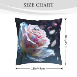 Funda de cojín de felpa con estampado floral y de plumas - Okomall