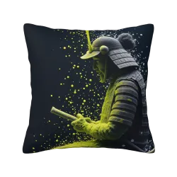 Housse de coussin en peluche avec motif de samouraï - Okomall