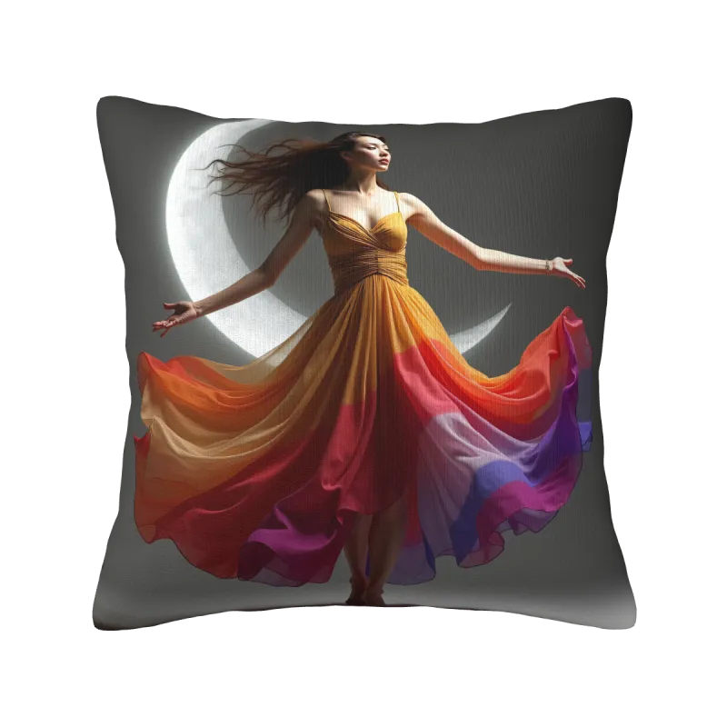 Housse de Coussin en Peluche avec Motif de Fille Arc-en-Ciel Fantastique - OkOmall