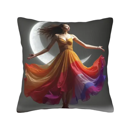 Housse de Coussin en Peluche avec Motif de Fille Arc-en-Ciel Fantastique - OkOmall