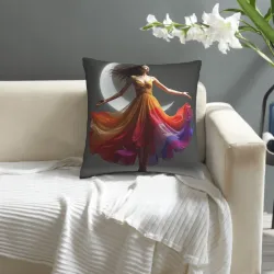 Funda de Almohada de Peluche con Diseño de Niña Arcoíris Fantástica - OkOmall