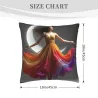 Housse de Coussin en Peluche avec Motif de Fille Arc-en-Ciel Fantastique - OkOmall