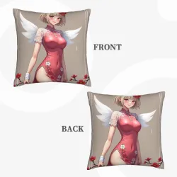 精緻少女風毛絨抱枕套 - 全面印花 | Okomall