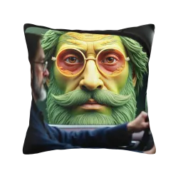 Funda de cojín de felpa con retrato vintage - 18x18 pulgadas | Okomall