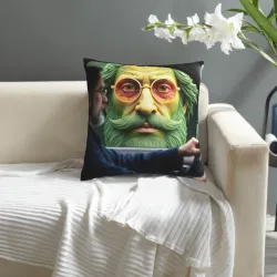 غطاء وسادة فروي عتيق بنمط صورة شخصية - 18 × 18 بوصة | Okomall
