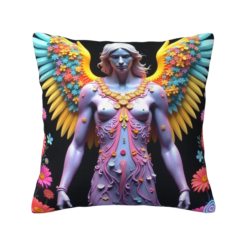 精美天使圖案毛絨抱枕套 - Okomall