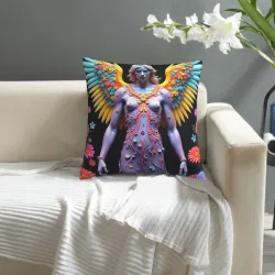 Splendida federa cuscino in peluche con motivo di angelo - Okomall
