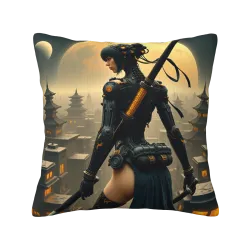 Funda de Almohada de Peluche Cyber Samurai - Okomall