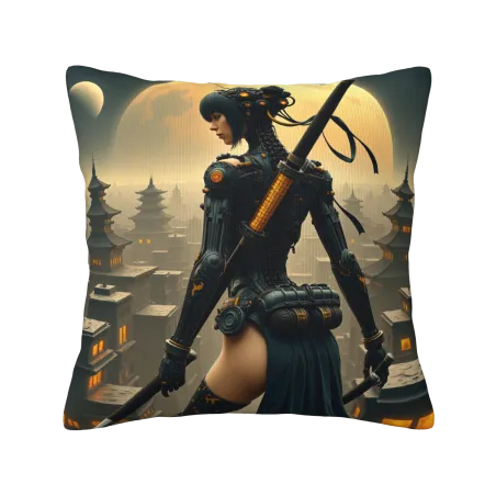 Housse de Coussin en Peluche Cyber Samouraï - Okomall