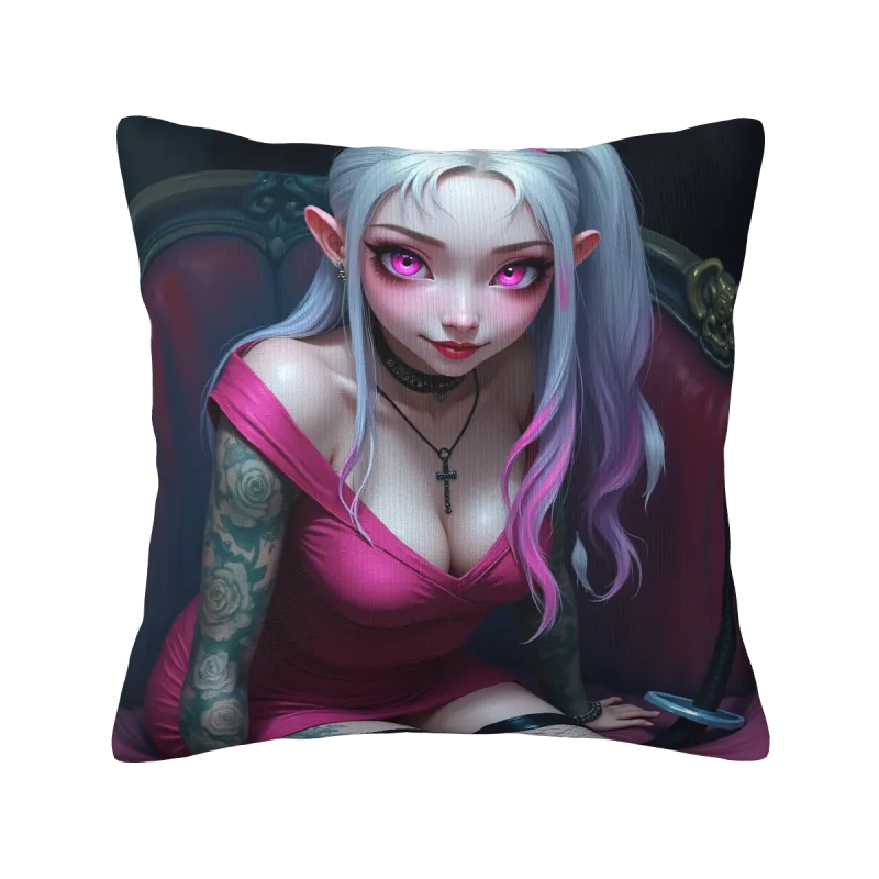 Dark Gothic Girl Plush Pillow Cover - Okomall
