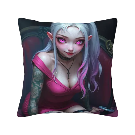 Dark Gothic Girl Plush Pillow Cover - Okomall