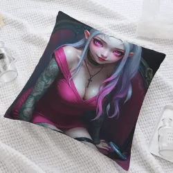 Dark Gothic Girl Plush Pillow Cover - Okomall