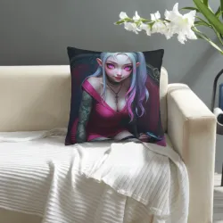 Dark Gothic Girl Plush Pillow Cover - Okomall