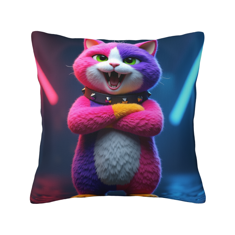 사랑스러운 털복숭이 고양이 쿠션 커버 - 18x18인치 | OKOMALL