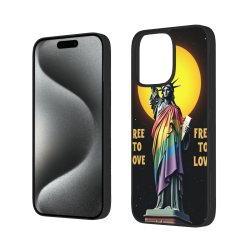 Custodia per iPhone 15/Pro/Max - Motivo Statua della Libertà e Arcobaleno | okomall
