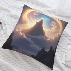 Housse de coussin en peluche 'Montagnes et Fleuves Majestueux' - Okomall