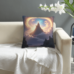 Housse de coussin en peluche 'Montagnes et Fleuves Majestueux' - Okomall