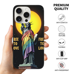 iPhone 15/Pro/Max 手机壳 - 自由女神像彩虹图案 | okomall