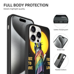 iPhone 15/Pro/Max 手机壳 - 自由女神像彩虹图案 | okomall