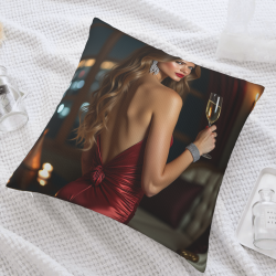 Funda de cojín de felpa con diseño de mujer elegante - 18x18 pulgadas | OKOMALL