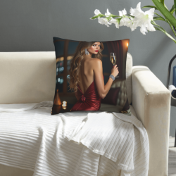 우아한 여성 털로 덮은 쿠션 커버 - 18x18인치 | OKOMALL