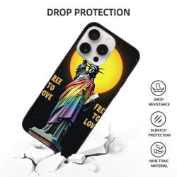 iPhone 15/Pro/Max 手机壳 - 自由女神像彩虹图案 | okomall