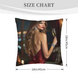 Housse de coussin en peluche avec motif de femme élégante - 18x18 pouces | OKOMALL