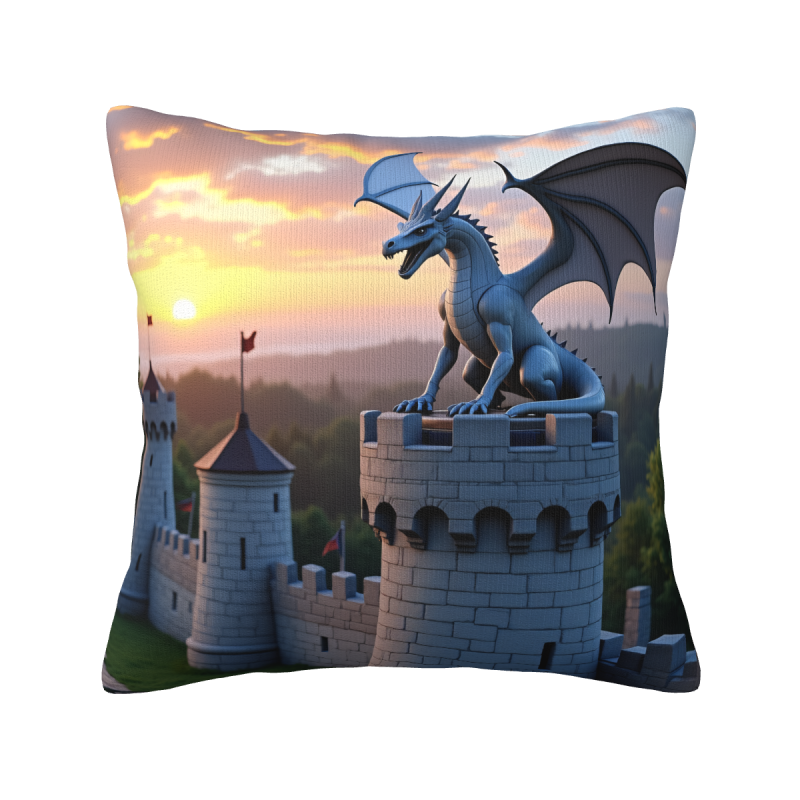 Funda de Almohada de Peluche con Diseño de Dragón del Bosque Encantado - Okomall