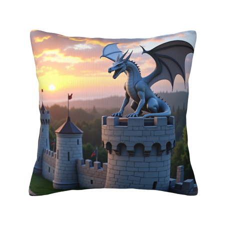 Funda de Almohada de Peluche con Diseño de Dragón del Bosque Encantado - Okomall