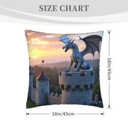 Housse de Coussin en Peluche Motif Dragon Forêt Enchantée - Okomall