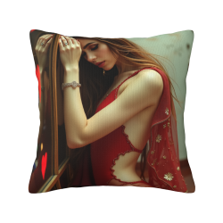 Funda de cojín de peluche con retrato femenino estético - Okomall